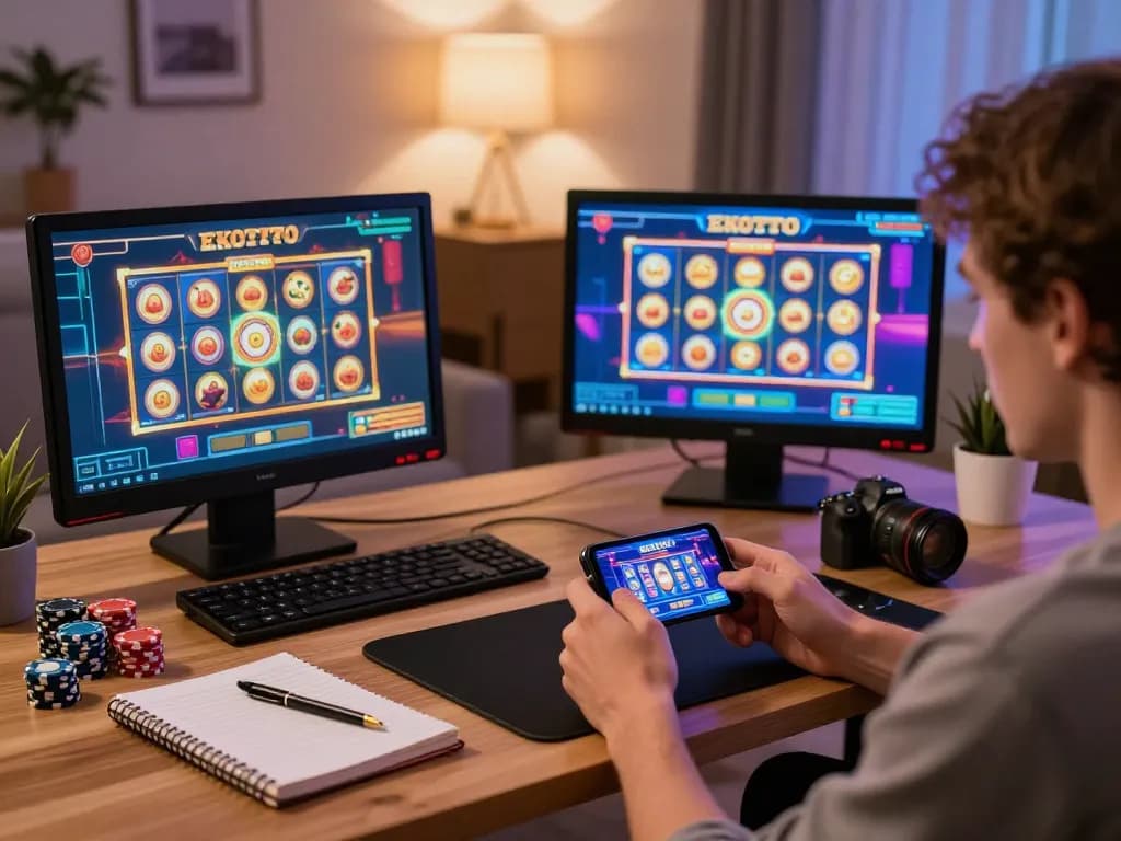 Berkecimpung dengan aplikasi mobile EKOTOTO sambil menikmati pengalaman bermain game di rumah yang nyaman