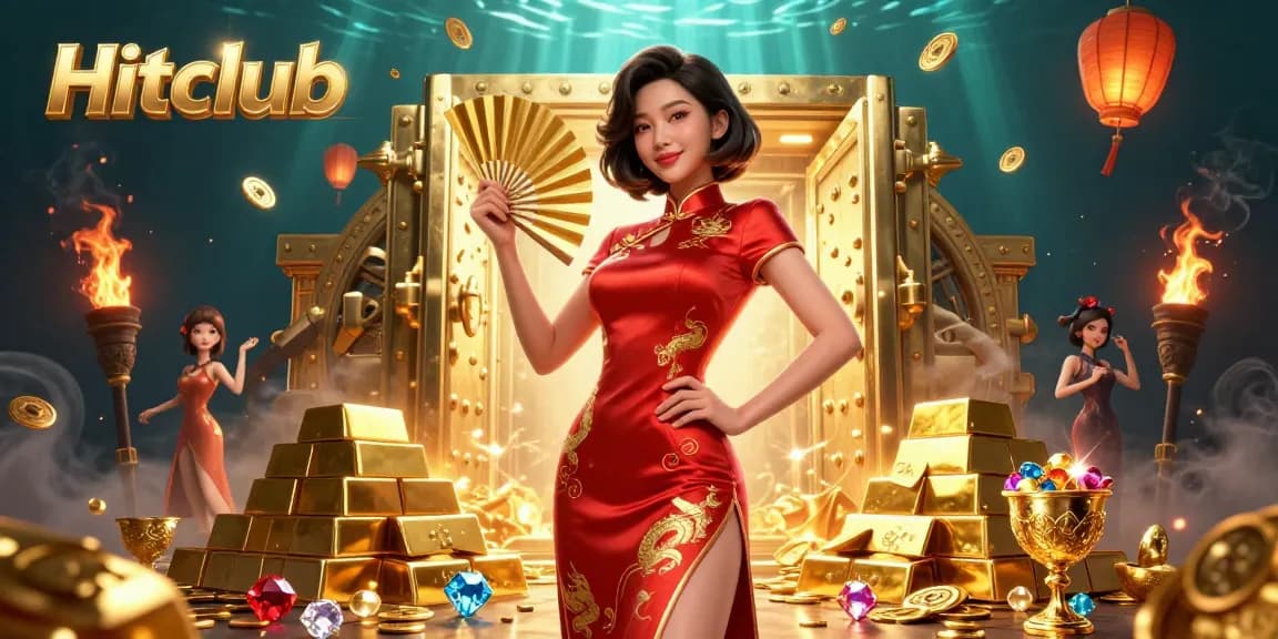 Hitclub transports players into a vivid casino experience with floating lanterns and gold coins.