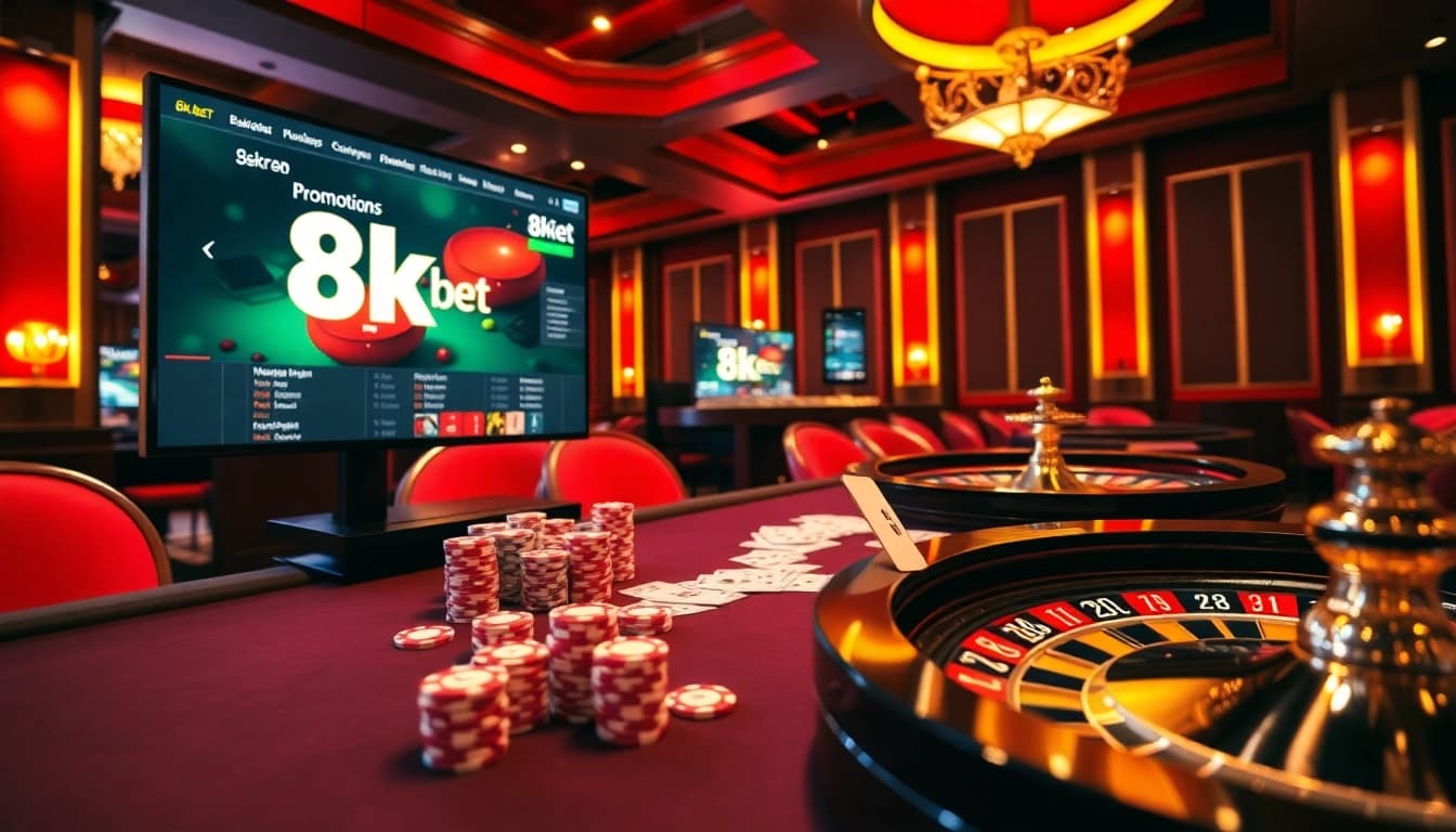 Experience the thrill of 8kbet with immersive poker and roulette action in a luxurious setting.