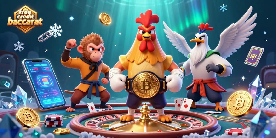 Engage with free credit baccarat on a dynamic gaming scene featuring cartoon characters and rich casino elements.