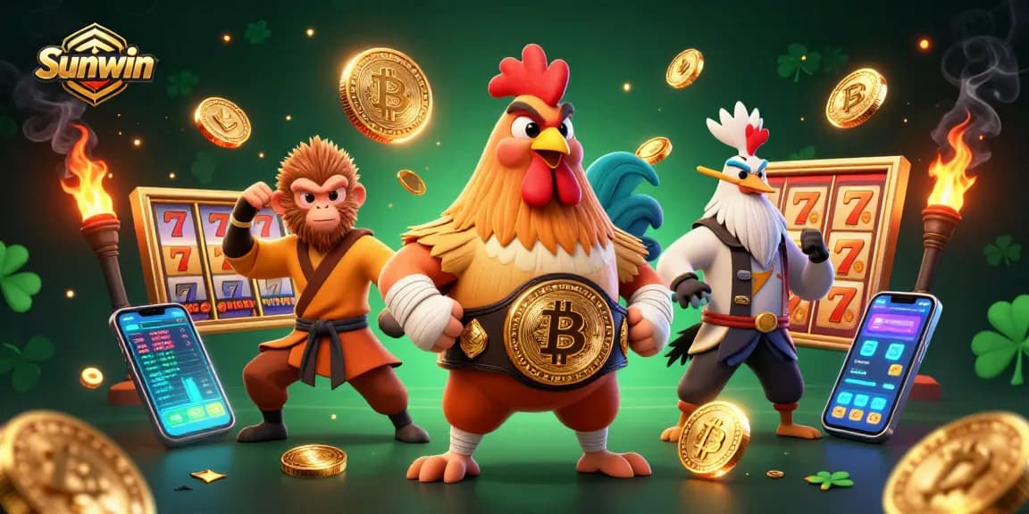 Experience thrilling casino action with Sunwin through a vibrant jackpot scene featuring dynamic characters.