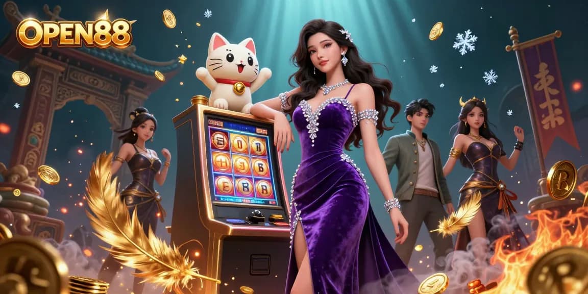 Engage with winning strategies at OPEN88, showcasing dynamic slot gameplay and vibrant casino elements.