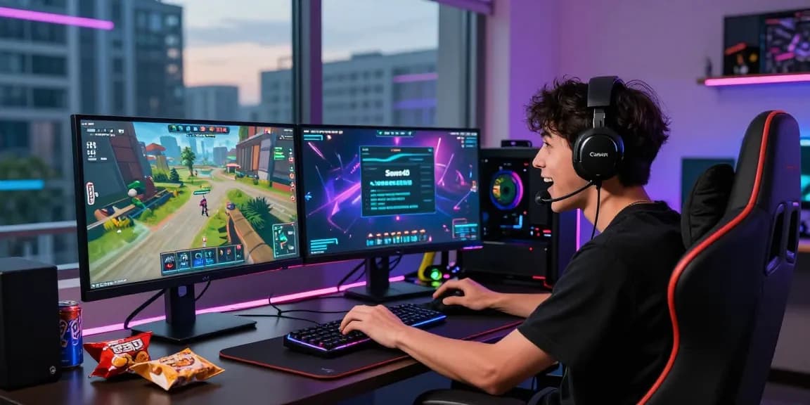 Engaging gaming setup with vibrant Sawo4D alternatif graphics on screens
