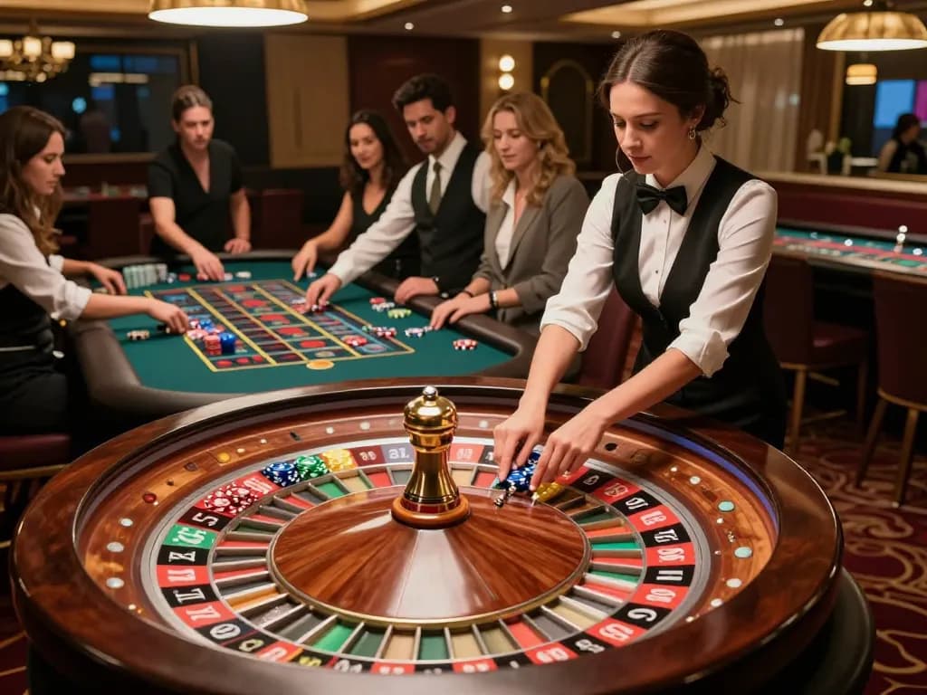 Experience the thrill of roulette at an official website with croupier spinning the wheel for engaging gameplay.