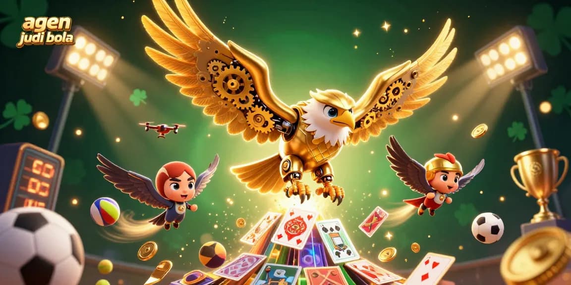 Experience dynamic sports betting action with agen judi bola and vibrant 3D elements in a rich scene.