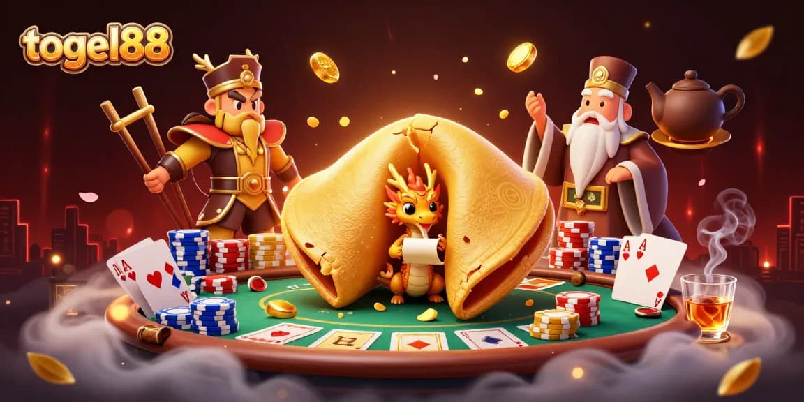 Play togel88 to uncover fortunes with a vibrant 3D casino scene featuring a wise dragon and golden elements.