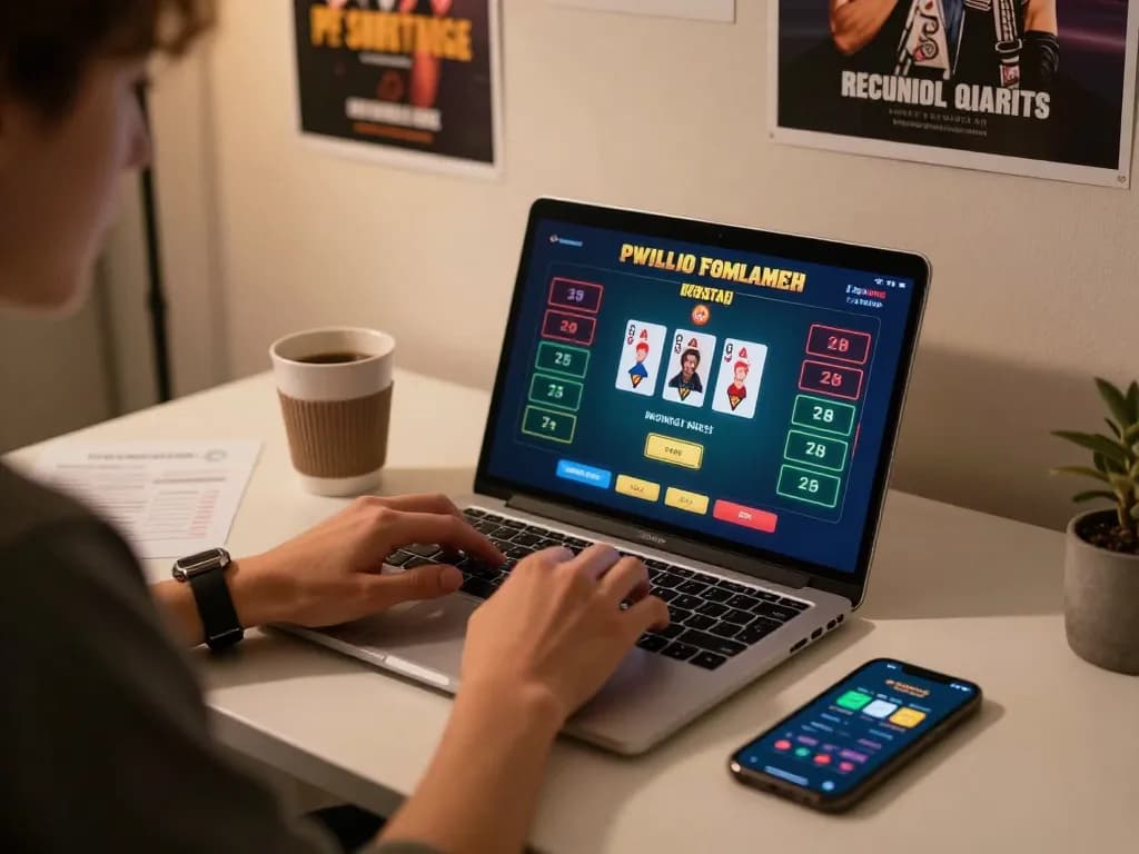 Player immersed in online poker at yinkafolawiyogroup, showcasing strategic gameplay on laptop