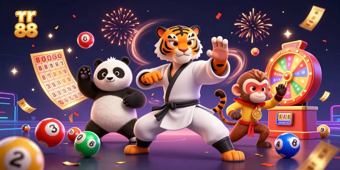 Experience the thrill of rr 88 with vibrant lottery elements and charismatic characters in a dynamic casino scene.