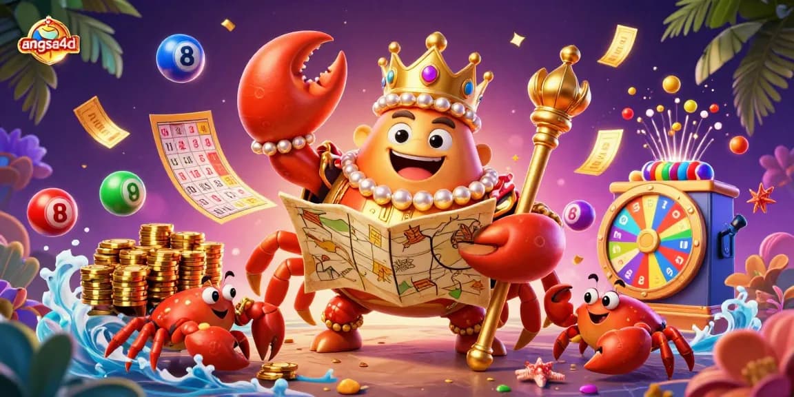 Play winning strategies with angsa4d in a rich casino scene featuring a golden crab emperor.