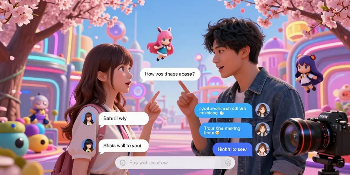 Engaging scene of hentai AI chat avatars in a vibrant digital environment.