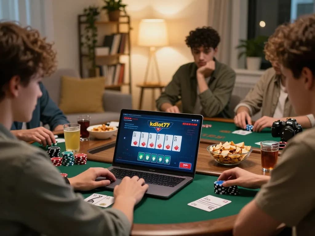 Engaging in kdslot77 online gaming at home with a cozy atmosphere.