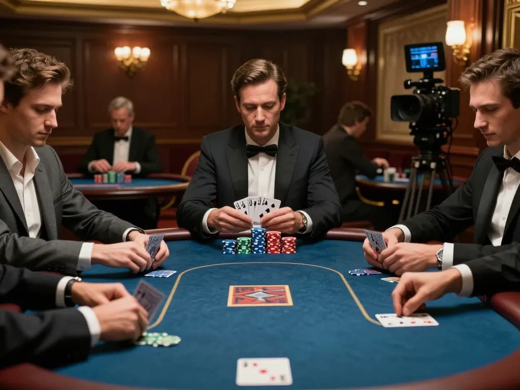 Players at a high-stakes poker game at 388bet, showcasing strategic card play and excitement.