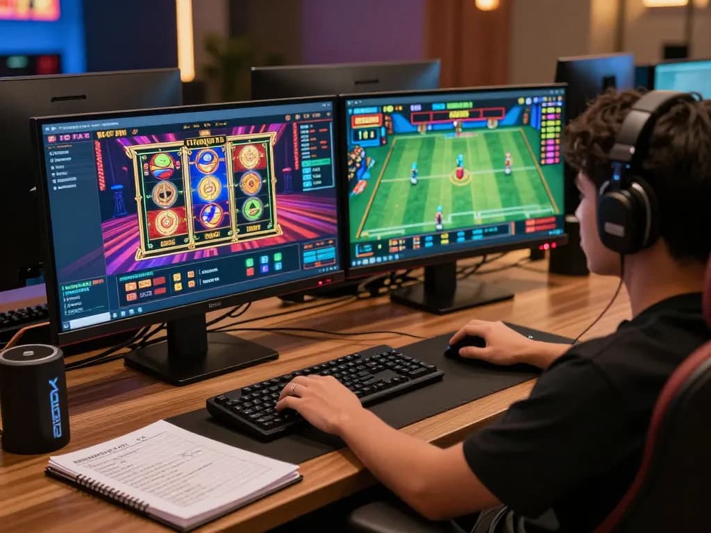 Engaging online gaming setup showcasing the excitement of luck88com with dynamic gambling action.