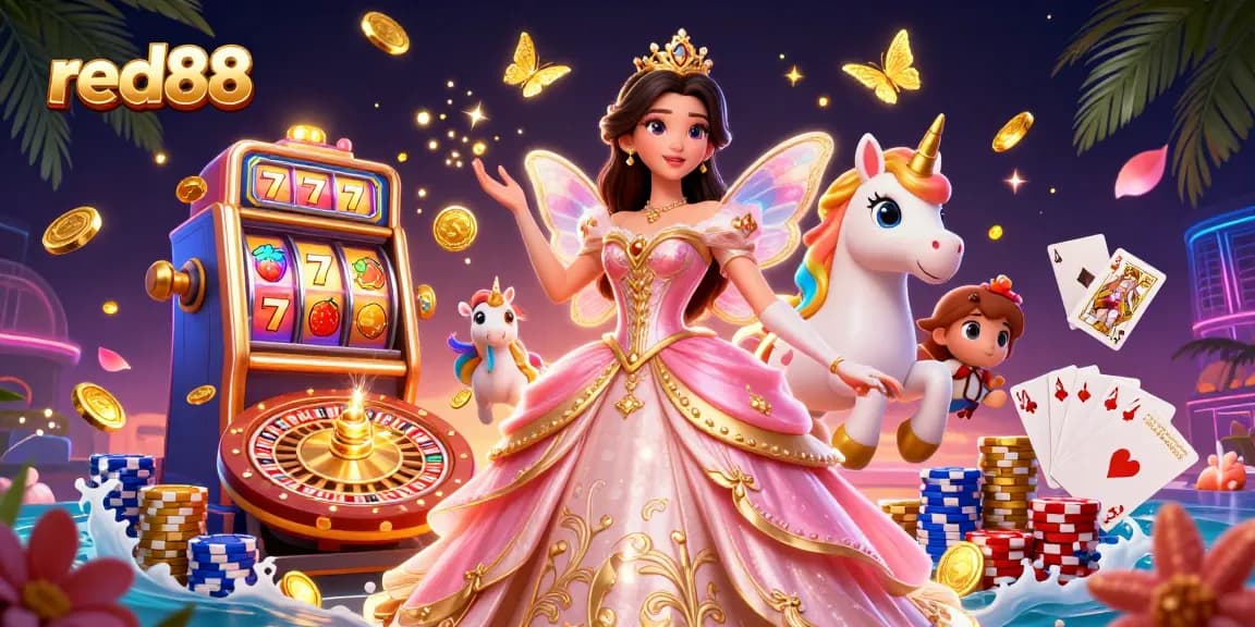 Experience the magic of red88 with dazzling slot reels, sparkling gems, and enchanting characters.