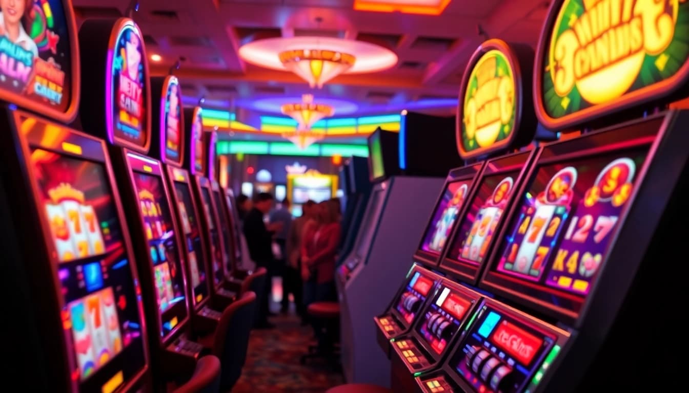 Experience the thrill of the best online slots with vibrant casino machines lighting up the scene.