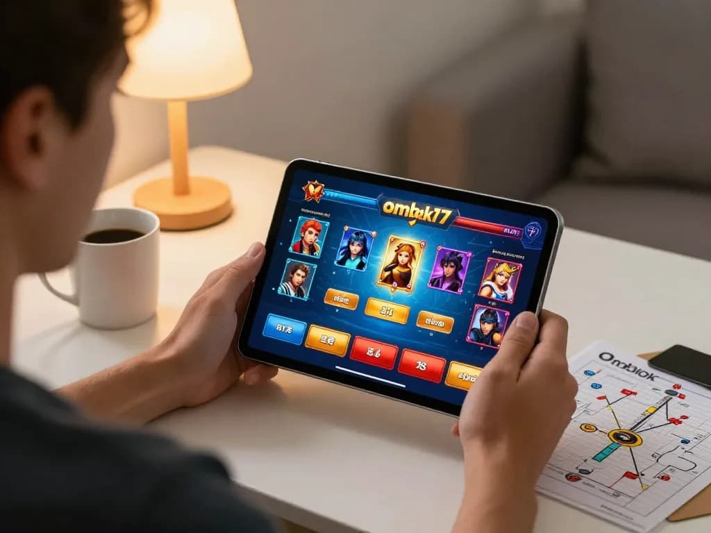 Pemain terlibat dengan ombak77 di tablet, tenggelam dalam strategi permainan kasino online sambil menikmati suasana yang nyaman