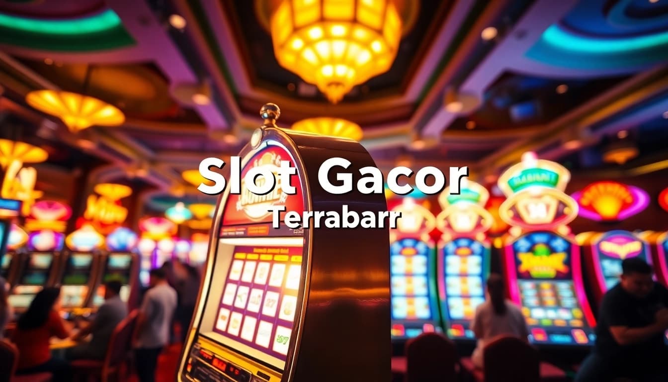 Experience slot gacor terbaru excitement with a glowing casino slot machine and lively atmosphere.