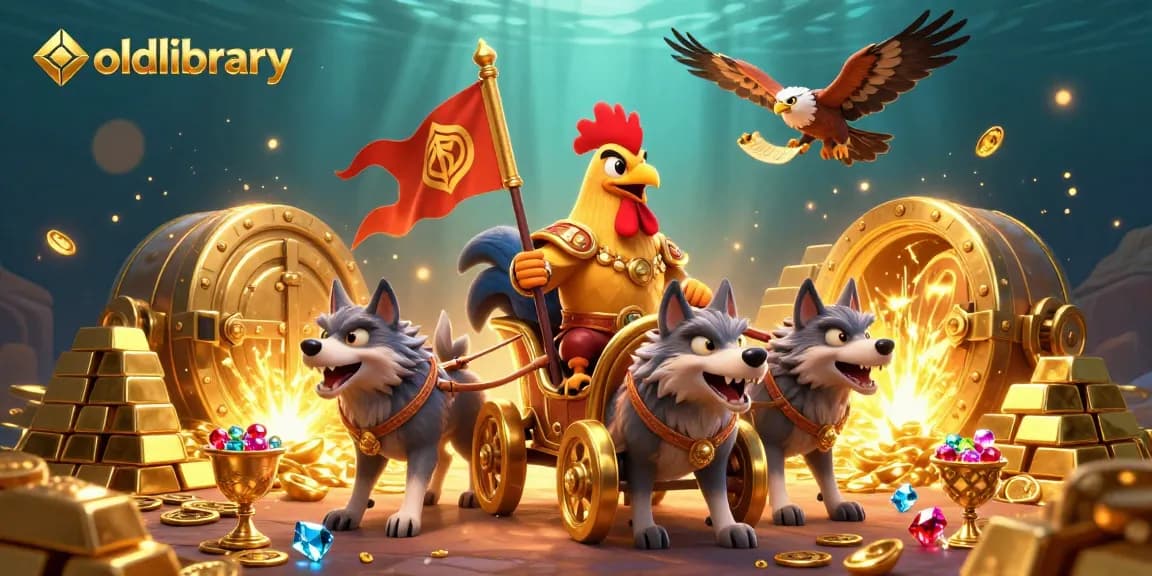 Experience thrilling adventures at oldlibrary's casino with dynamic treasure-filled 3D artwork.