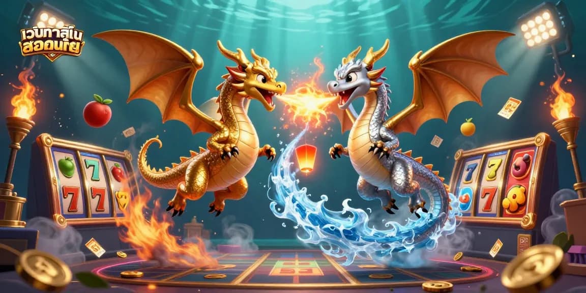 เล่นเกมสล็อตที่เว็บคาสิโนยอดนิย พร้อมกับมังกรทองและเงินในโลก 3D