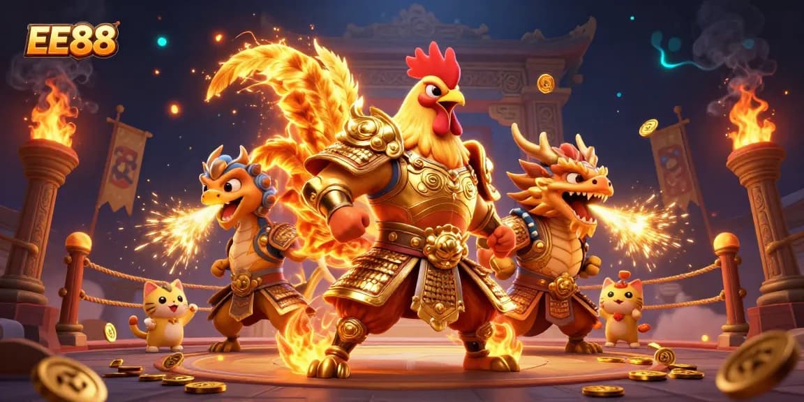 Experience thrilling gameplay at EE88 with our vibrant 3D illustration featuring unique characters.