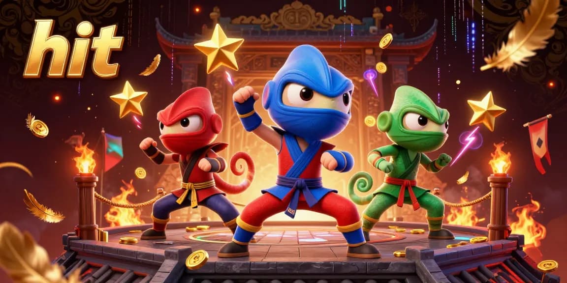 Hit the jackpot with the vibrant chameleon ninja team showcasing exhilarating casino action in 3D.