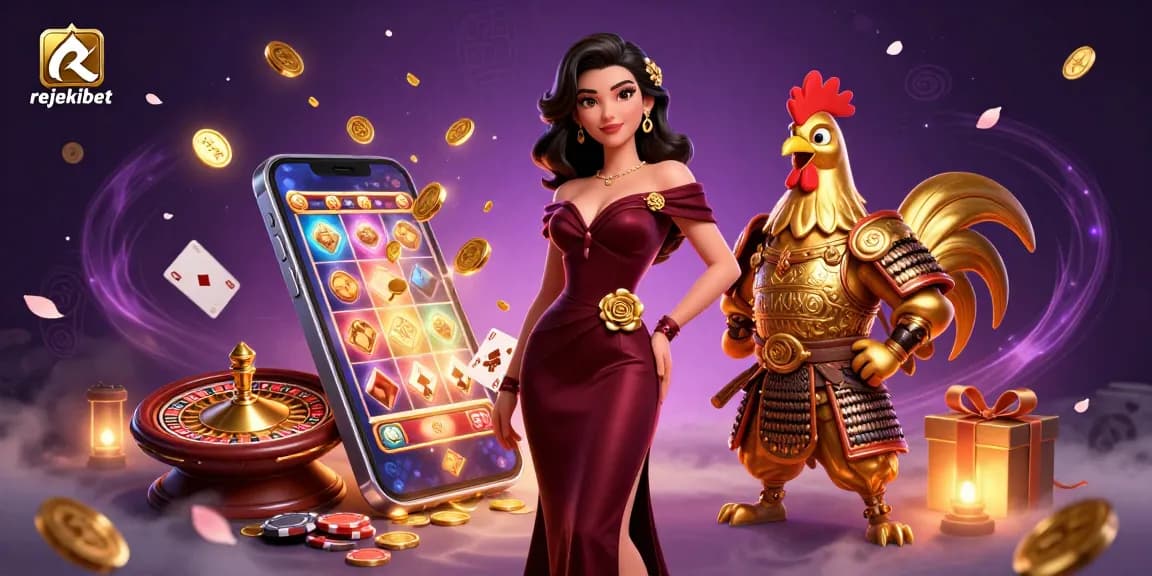 Experience thrilling gaming action with rejekibet’s dynamic scene showcasing vibrant slots and cards.