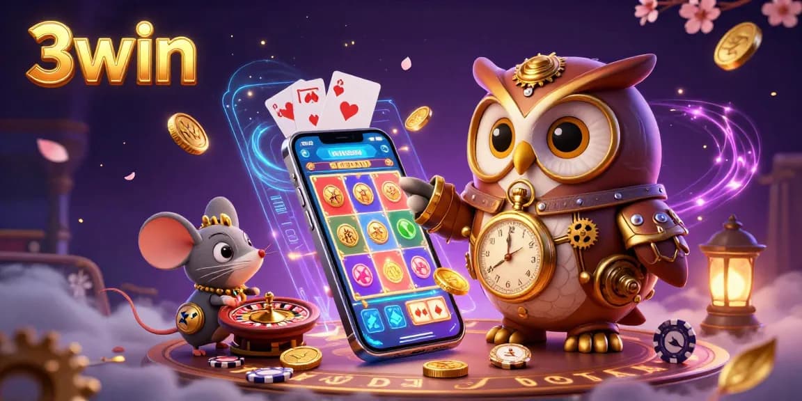Engage in a vibrant casino experience with 3win, featuring a time-traveling owl and steampunk designs.
