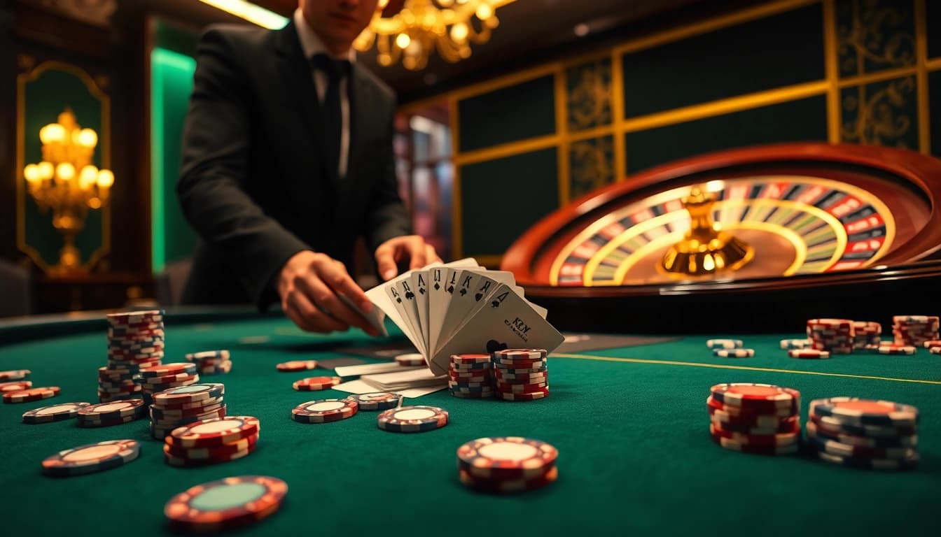 KONG88 offers an exciting poker game with detailed chips and a vibrant casino atmosphere.