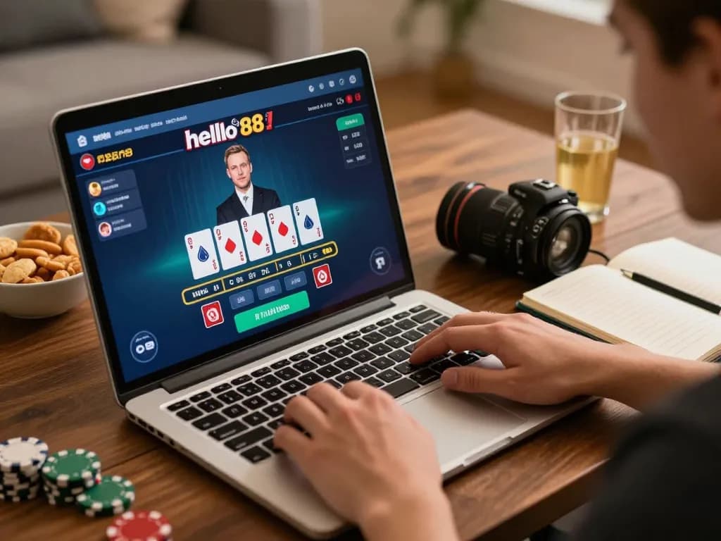 Engaging in a live dealer blackjack game with hello88, highlighting interactive online gaming.