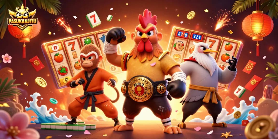 Experience exciting gameplay with PASUKANJITU's vibrant casino scene featuring rich characters and dynamic slots.