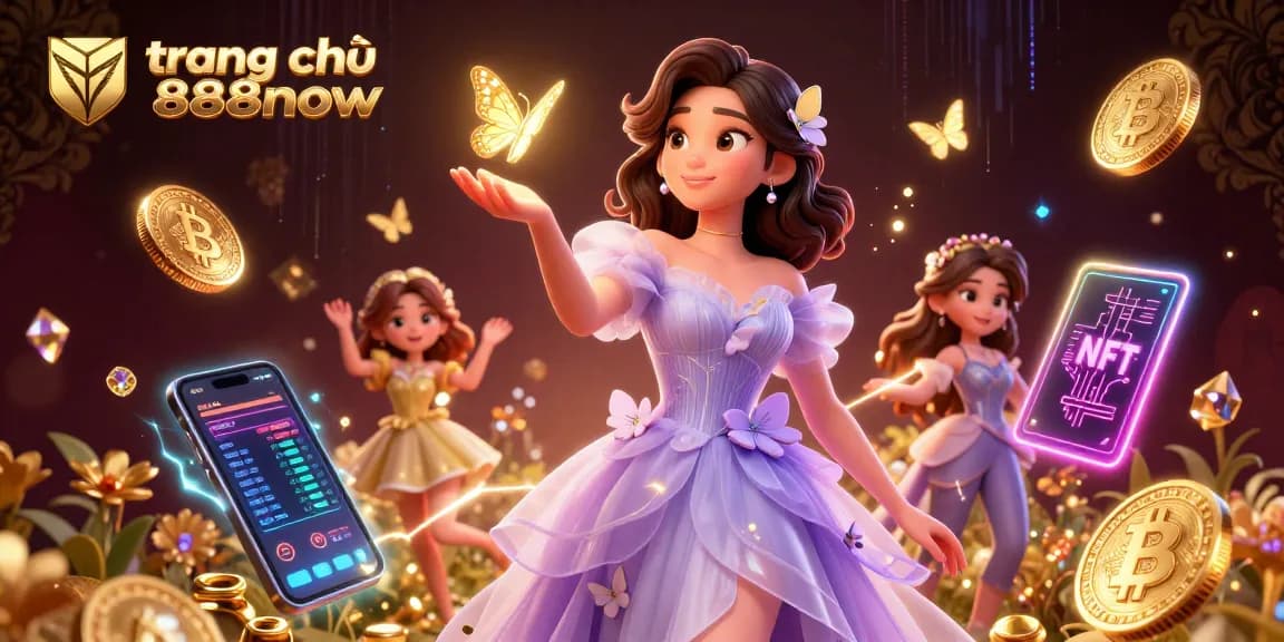 Experience the excitement at trang chủ 888now while engaging with beautiful 3D visuals of characters and digital gaming elements.