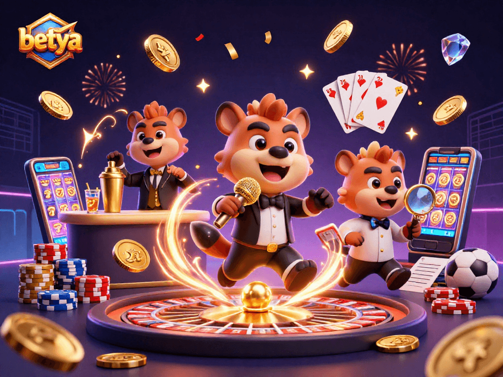 Experience the lively betya sports betting casino with hyenas entertaining guests and jackpot excitement!