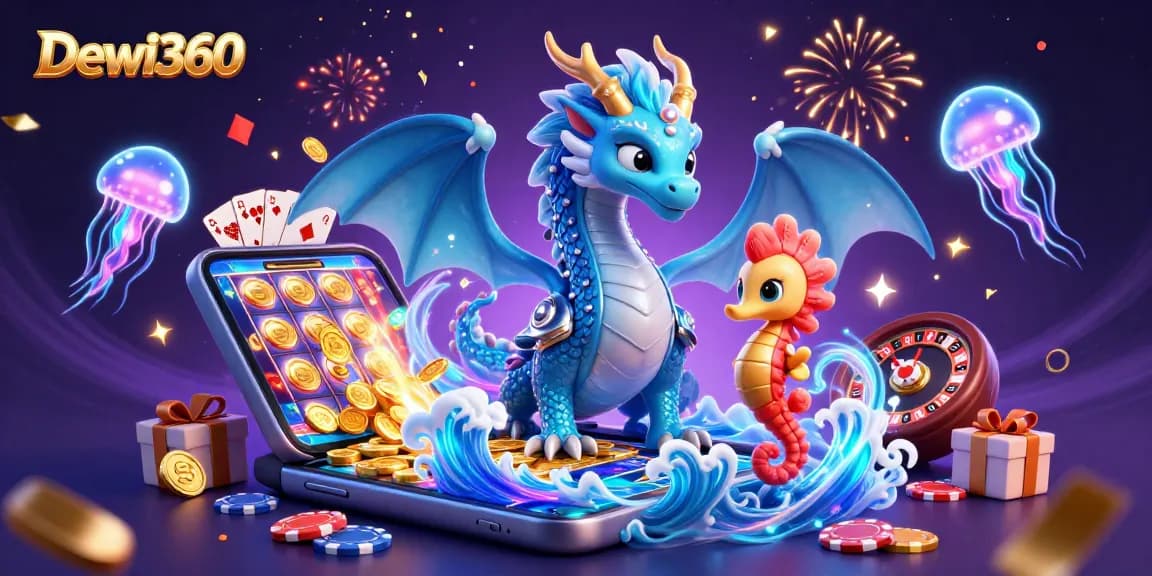 Dewi360 menghadirkan ilustrasi kasino 3D dengan naga air dan komponen permainan menarik