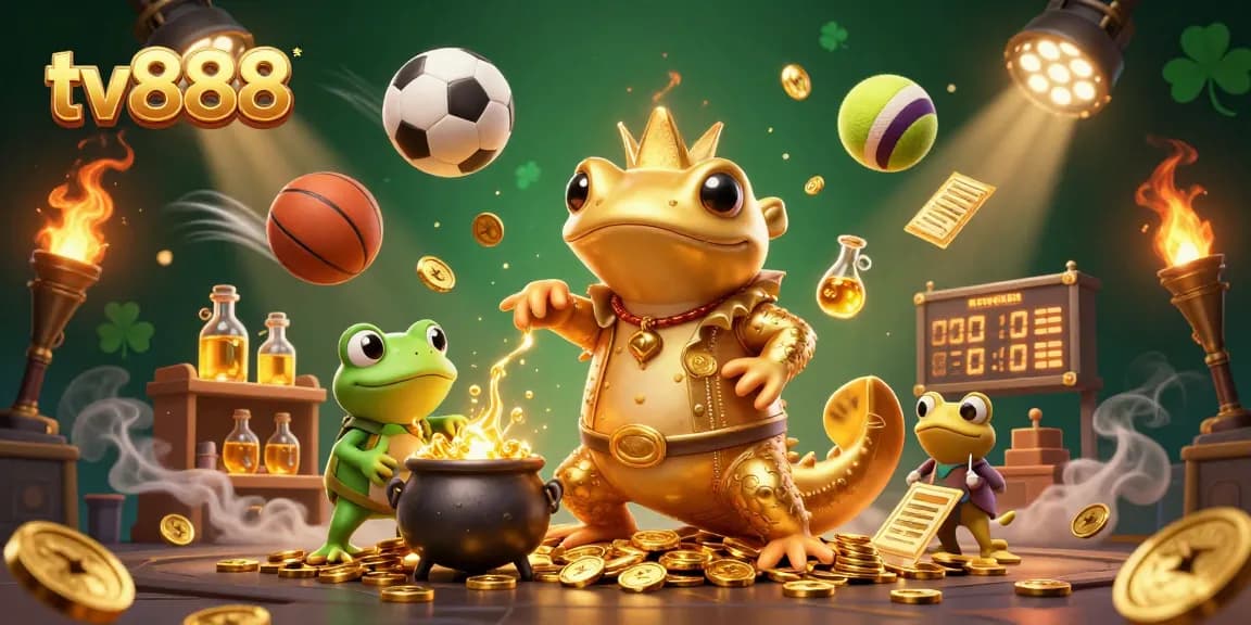 Experience exciting gameplay at tv888 with a dynamic scene of gaming elements and characters.
