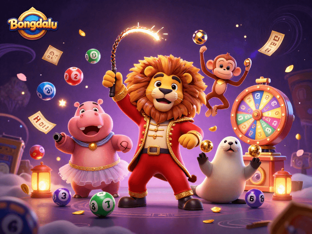 Bongdalu invites bettors into a lively lottery scene with dynamic colorful elements and charming characters.