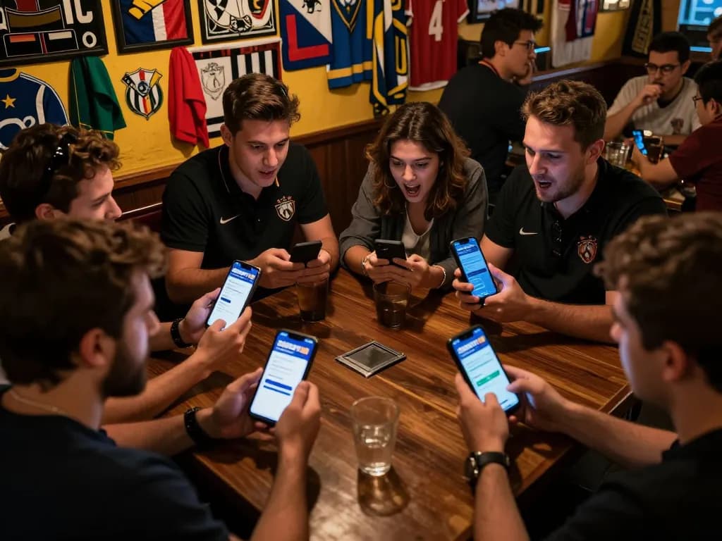 SBOBET88 login during a thrilling sports betting session with excited bettors and screens
