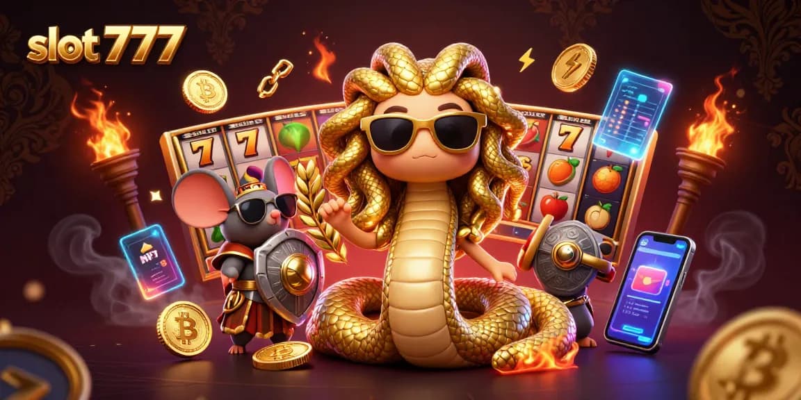 Experience thrilling jackpots with slot777 in a vibrant, animated casino scene.