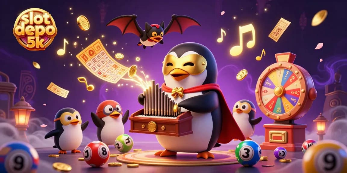 Experience thrilling wins with slot depo 5k in a vibrant 3D casino scene filled with games and excitement.