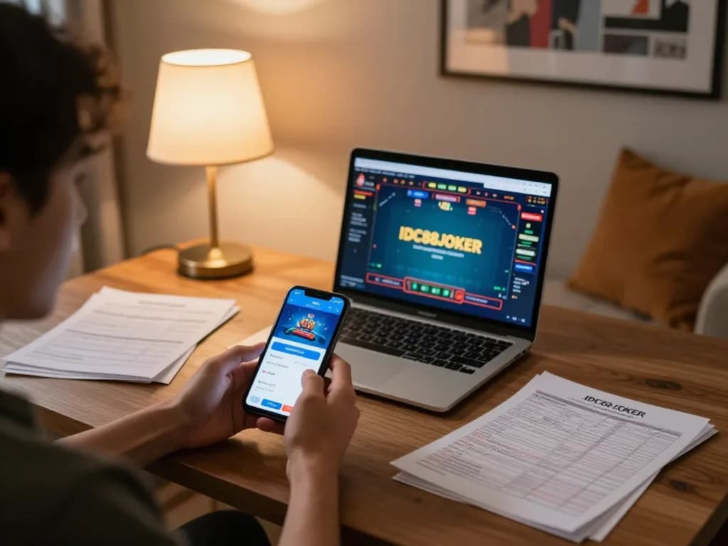 Engaging with the IDC88JOKER app on a smartphone to explore thrilling betting options