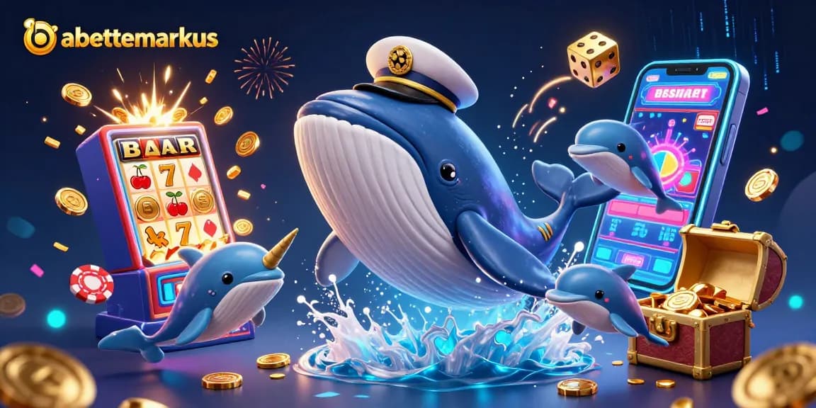 Babettemarkus captivates with a vibrant 3D scene of a whale and friends winning big in a casino.