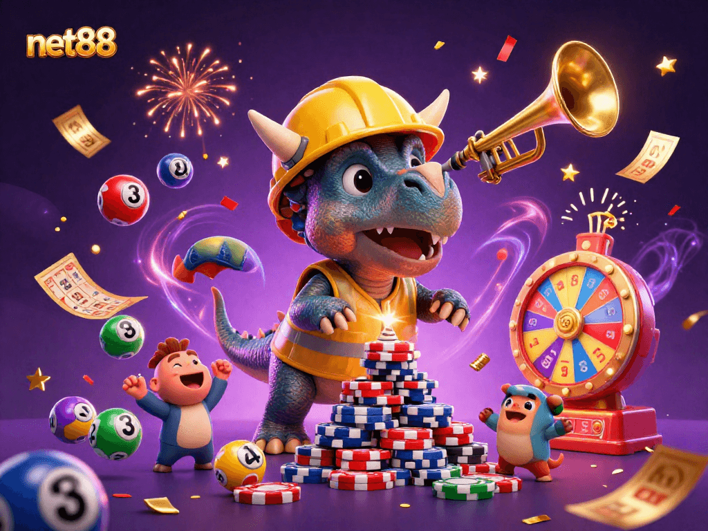 Engage in thrilling games with net88 and vibrant lottery balls, colorful prizes, and casino excitement.