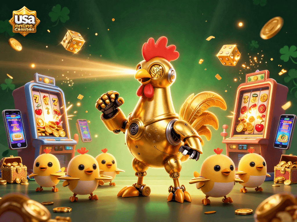 Experience thrilling gameplay with usa online casinos through vibrant 3D casino elements and characters.