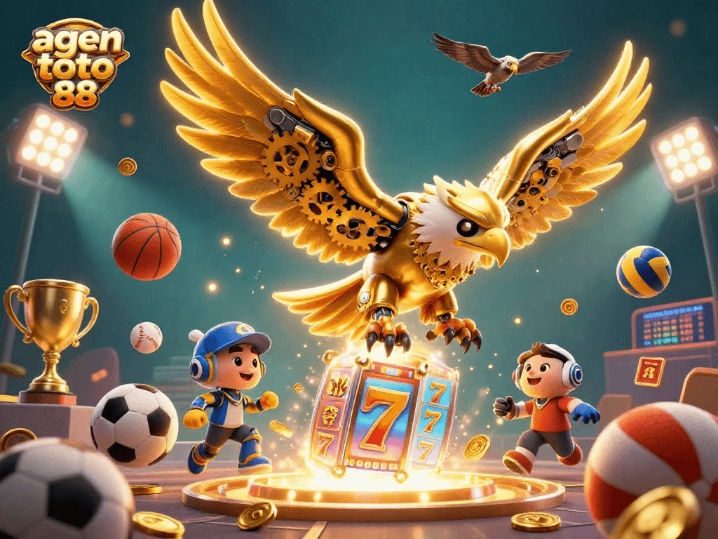 Engage with the thrilling world of agen toto 88 through this vibrant 3D illustration showcasing dynamic casino elements.