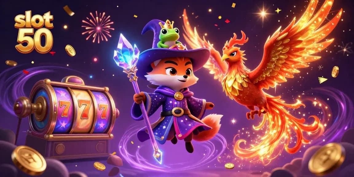 Experience the excitement of slot bet 50 with vibrant casino elements and winning symbols.
