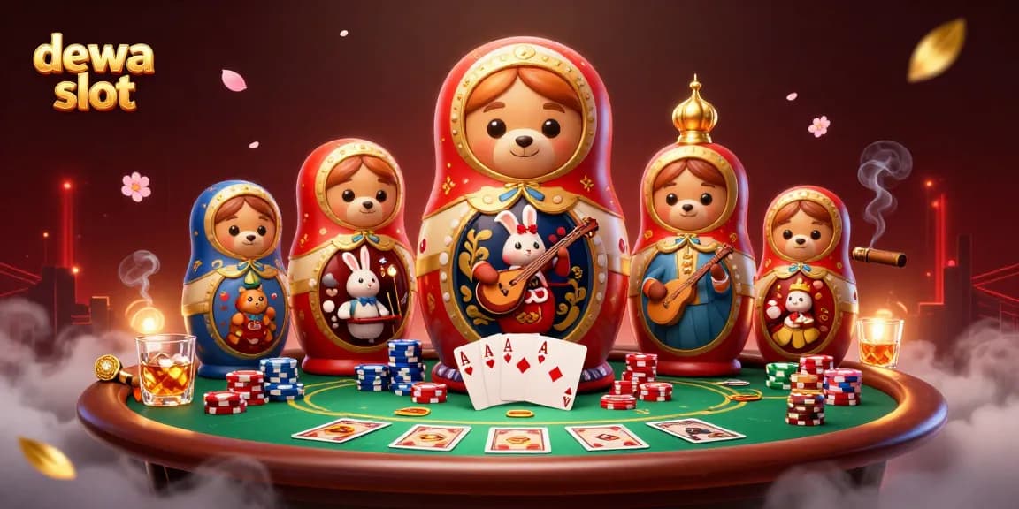 Spin the reels with dewa slot in a vibrant 3D casino scene filled with action and excitement.