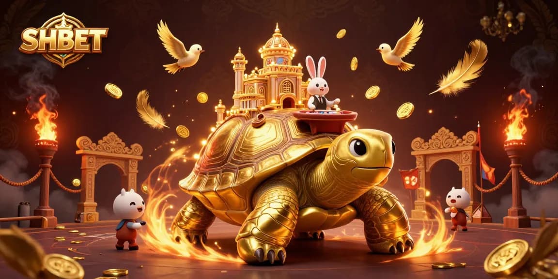 Experience thrilling gameplay at SHBET with an enchanting tortoise casino and rabbit dealer.