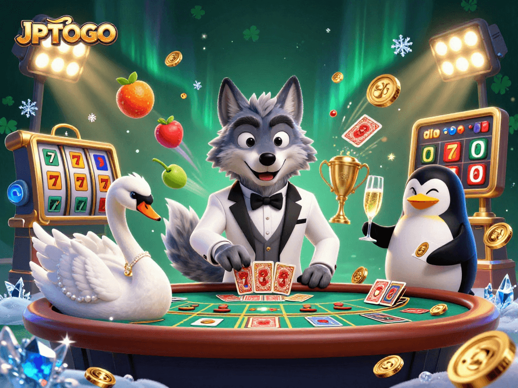Experience JPTOTO's engaging casino environment with dynamic characters and winning elements.
