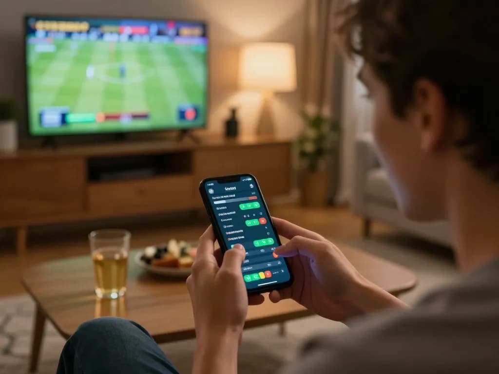 Experience sports betting on sc88 from home with an excited user placing bets on smartphone