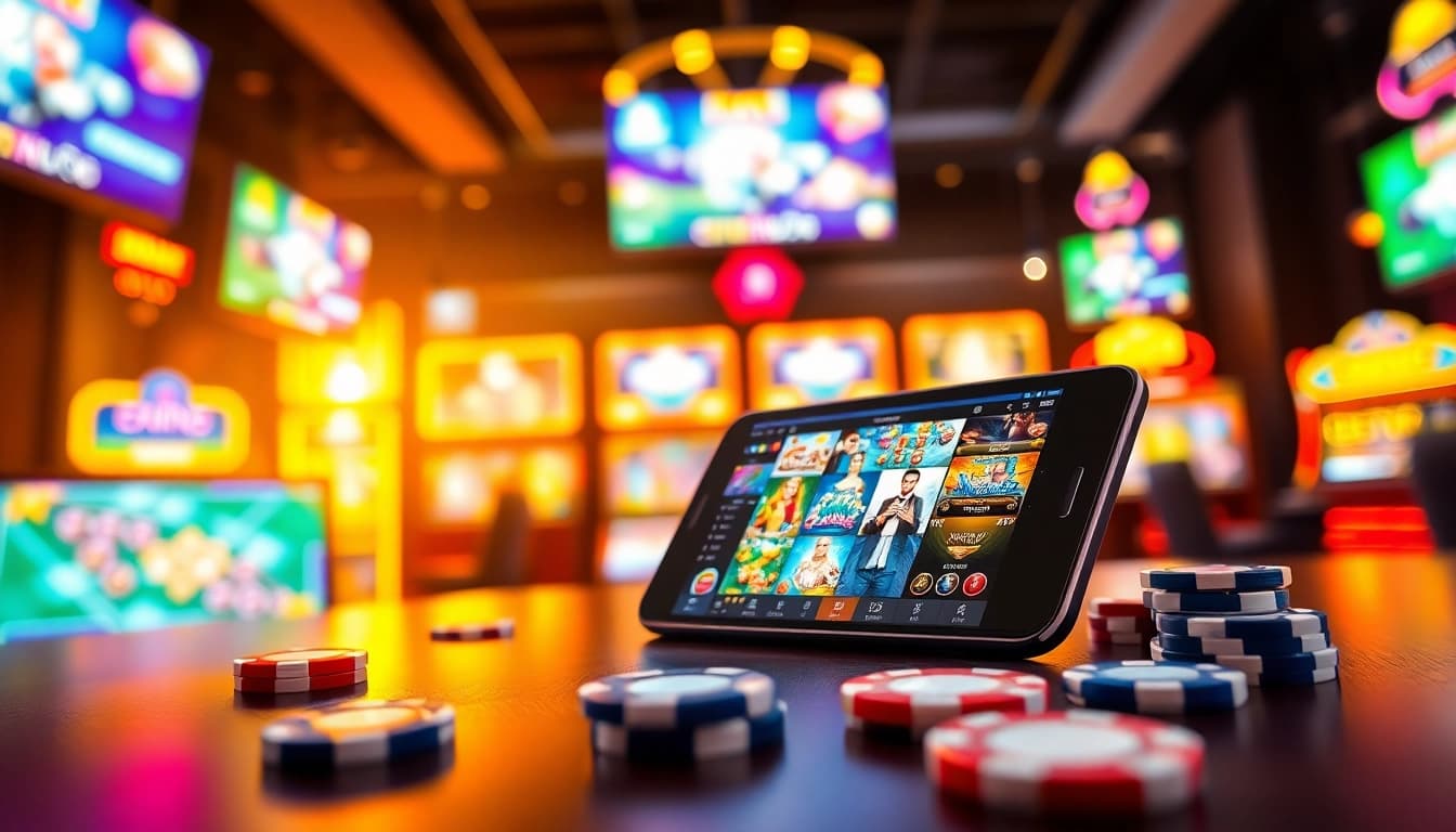 Experience thrilling w88 มือถือ gaming on a modern mobile interface surrounded by vibrant casino elements.