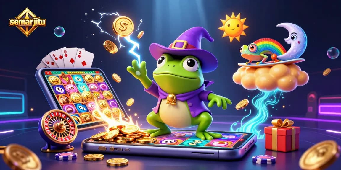 Semarjitu menghadirkan permainan menarik dengan karakter ajaib menciptakan koin emas dalam ilustrasi 3D